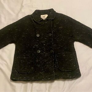 Zara Girls Classic Black Button-Up Double Breasted Jacket with Collar